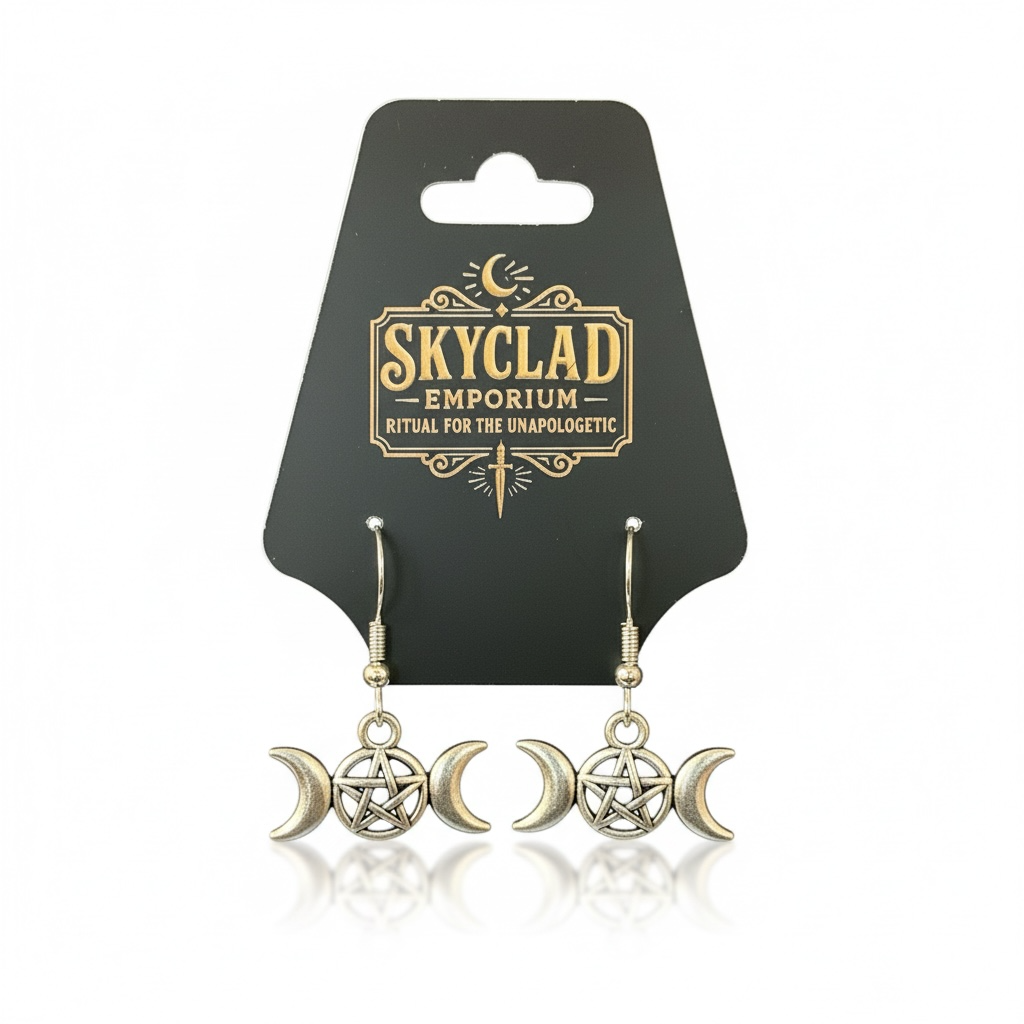Triple Moon Pentacle Earrings